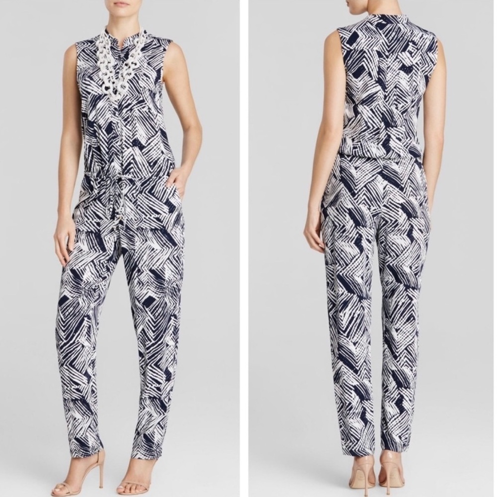 Trina Turk Zandra Woodblock Graphic Sleeveless Jumpsuit